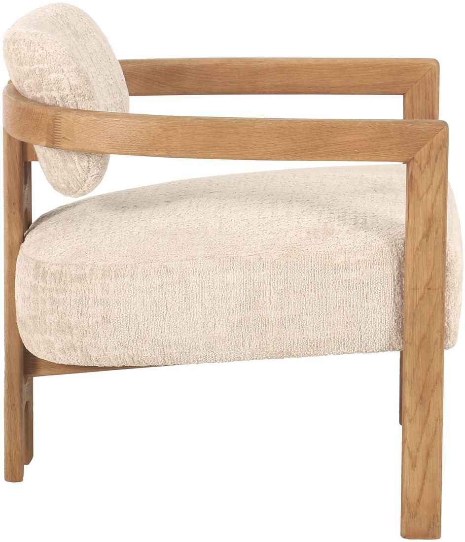 Lounge Sessel Kelly Chenille sand Holzgestell natur