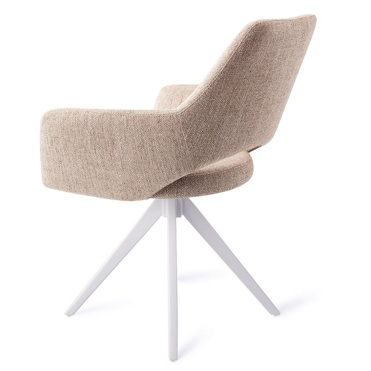 Esszimmerstuhl YANAI drehbar – Beige mit weißem Gestell