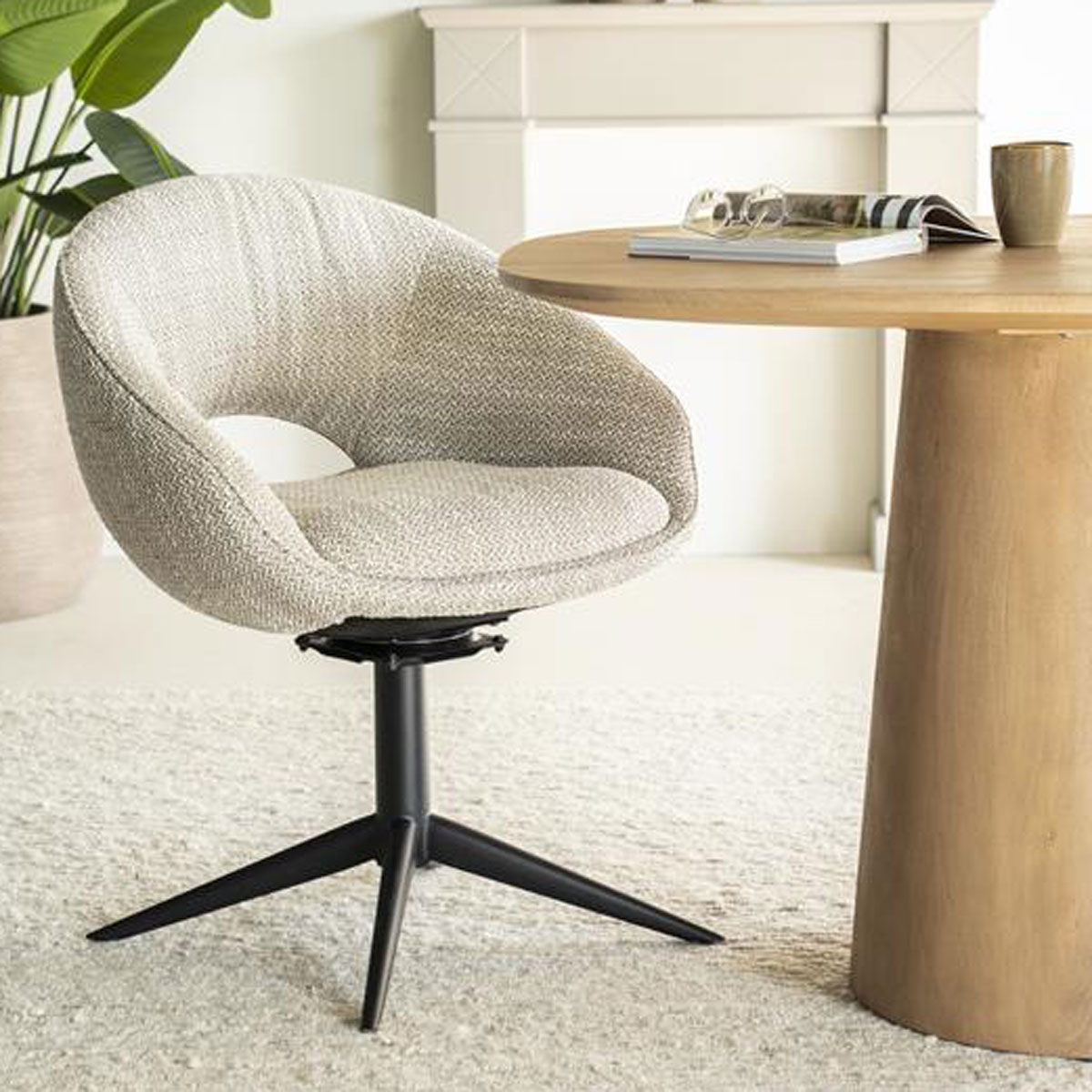 Armlehnstuhl Nol Drehstuhl Stoff beige