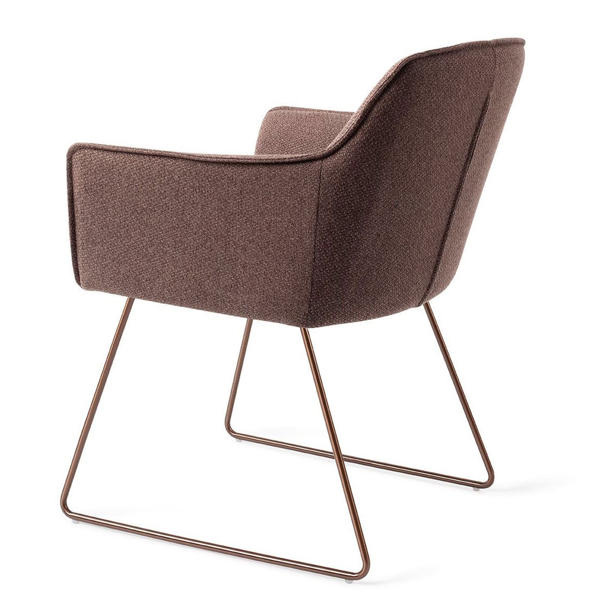 Esszimmerstuhl HOFU – Tonfarben mit rosefarbenen Slide Gestell