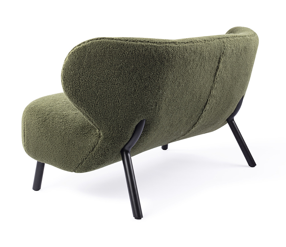 Retro Lounge Sofa Bank Kita grünTeddy Stoff