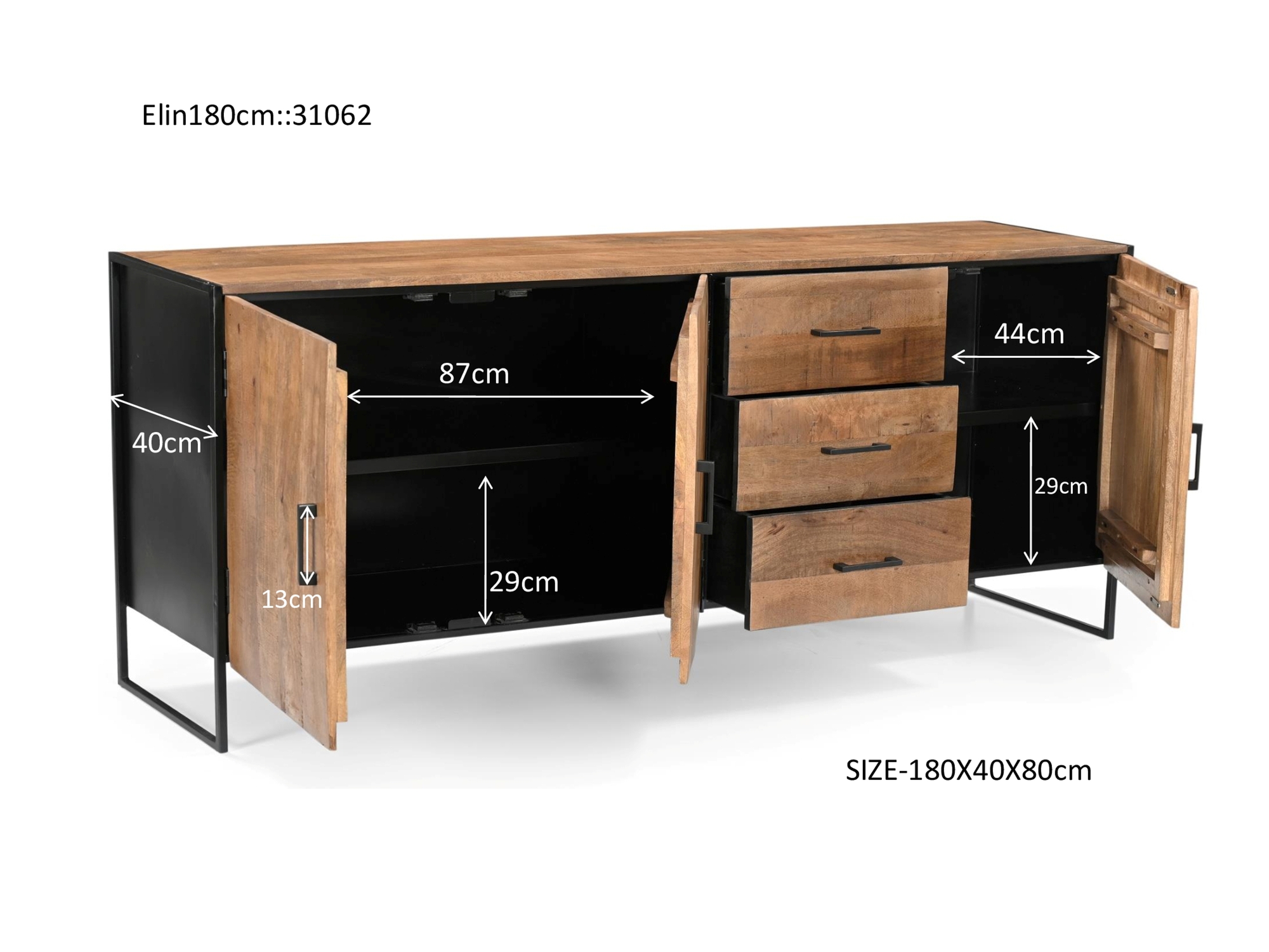 Sideboard Anrichte Elin 180 cm Mangoholz natur  