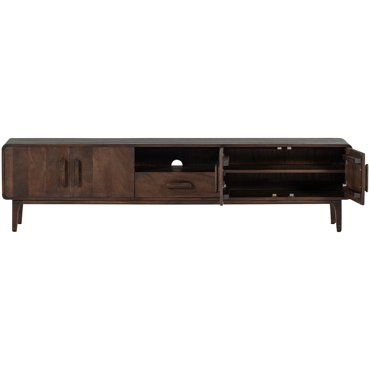 TV Möbel LIYA 200 cm Mangoholz dunkelbraun Kommode Lowboard