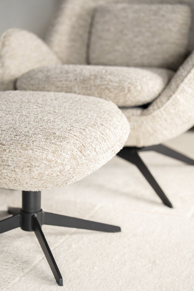 Sessel Ryan Stoff beige mit Hocker Relaxsessel Fernsehsessel