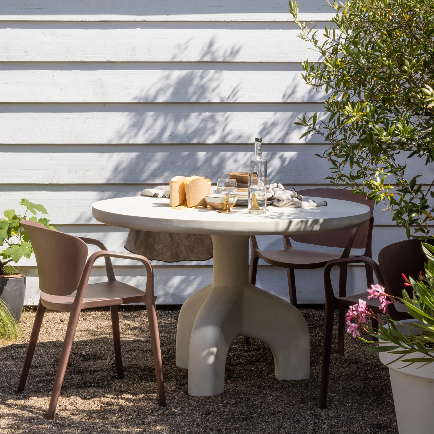 2er Set Gartenstuhl Kunststoff BENT Biofaser lachsrosa stapelbar