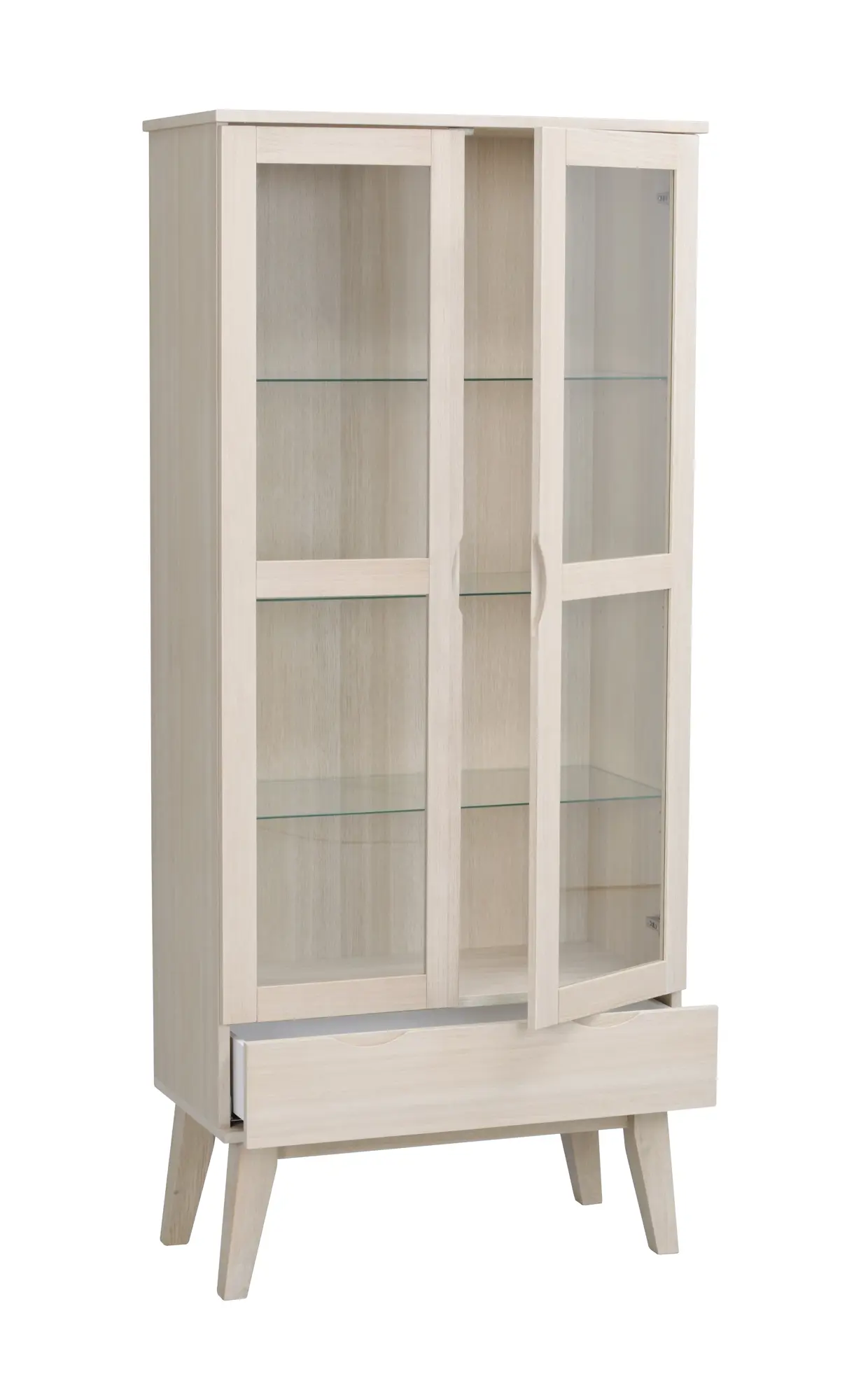 Vitrinenschrank VLIPPA H 185 cm mit 2 Türen Eiche white wash