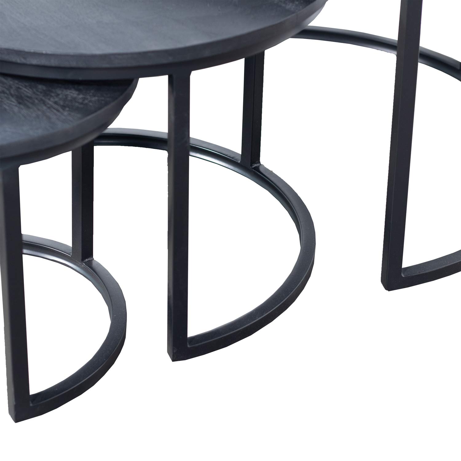 3er Set Couchtisch Mangoholz schwarz