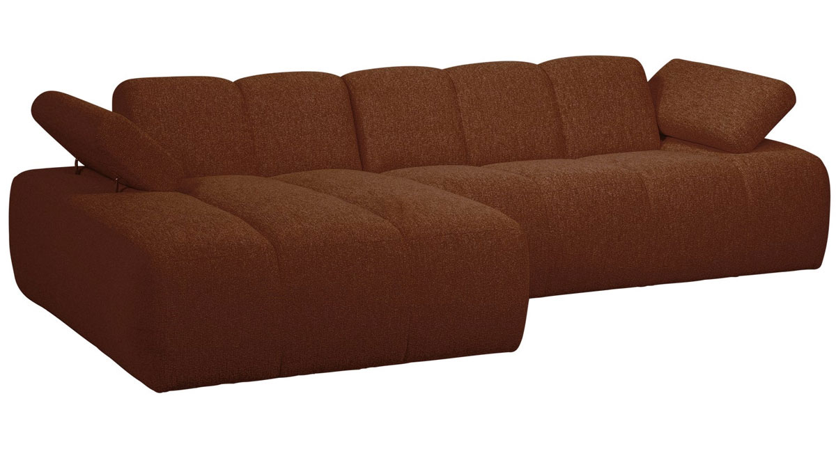 woood Chaiselongue Sofa MOJO links Bouclé rostbraun meliert