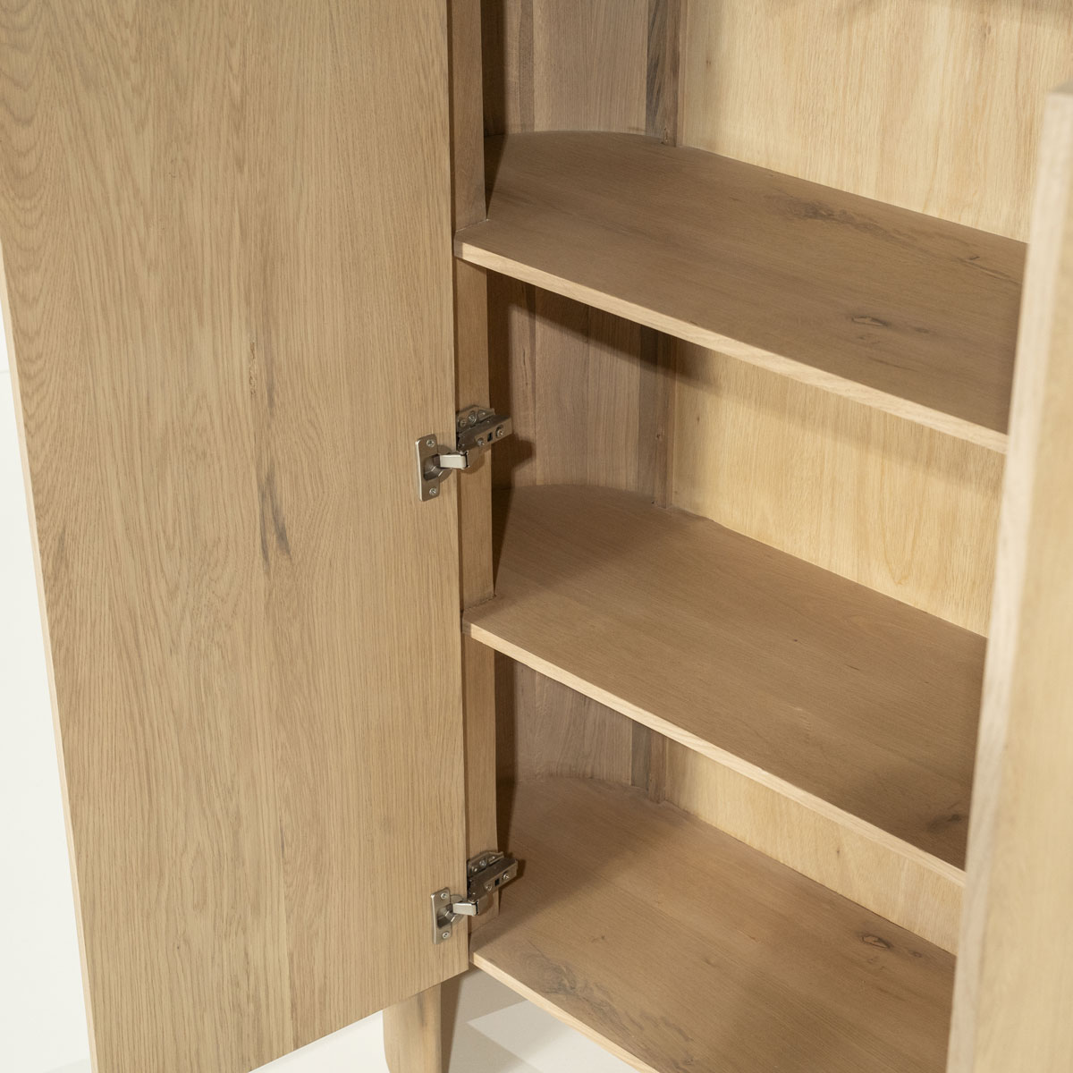 Highboard Don mit 2 Türen Eiche Holz Furnier hellbraun Marmor