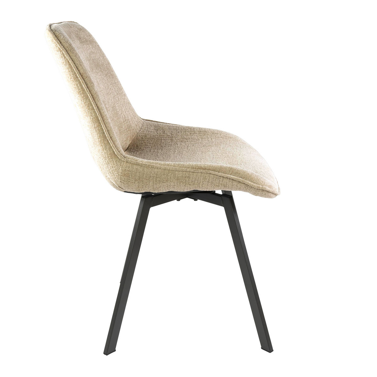 4er Set Esstischstuhl ELODIE drehbar Stoff Jaroq sandfarben