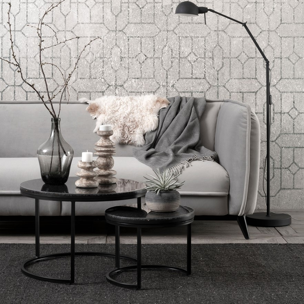 3 Sitzer Sofa Escape hellgrau Samt Velvet Lounge Couch