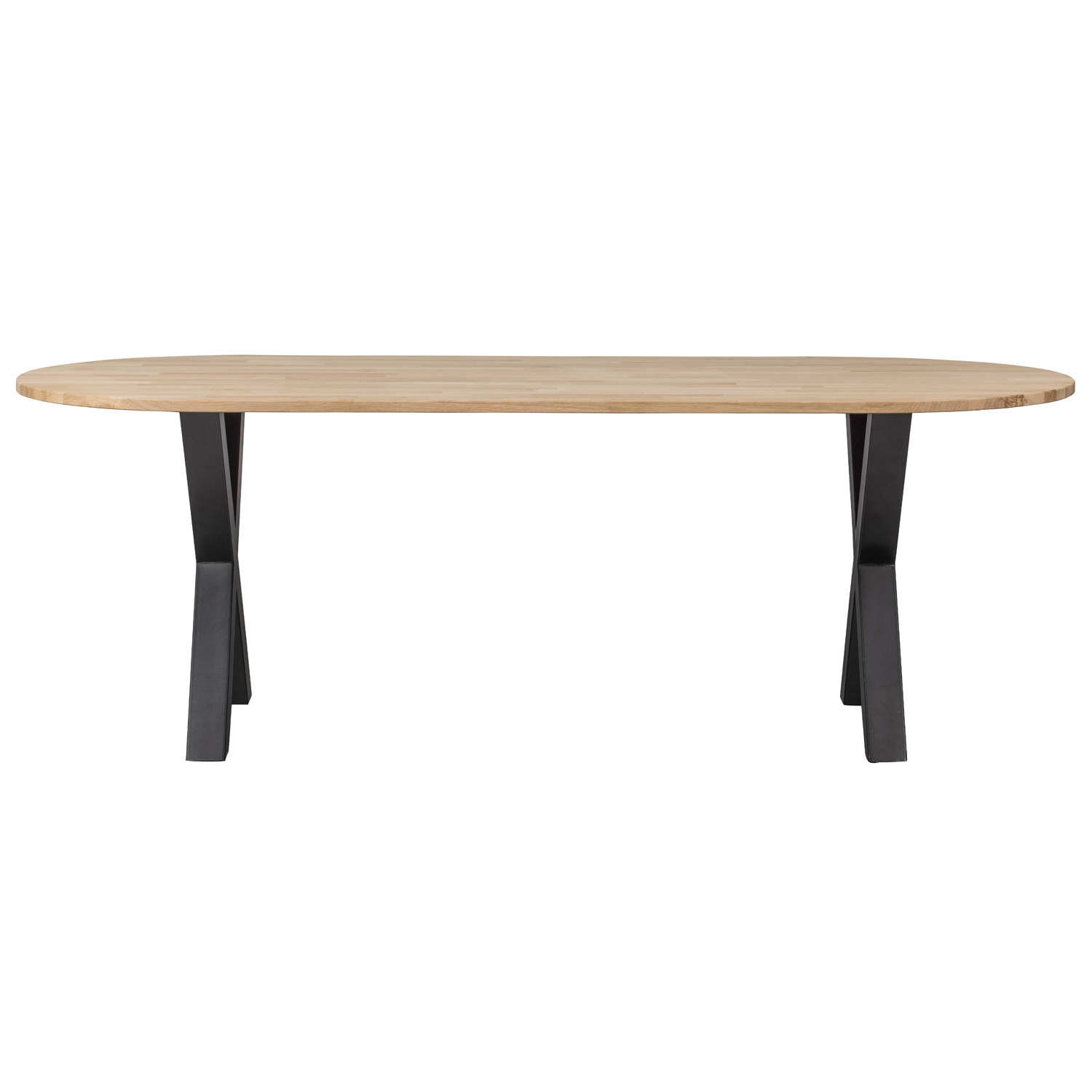 Esstisch 220 x 90 cm oval Eiche Metall X-Beine Tisch