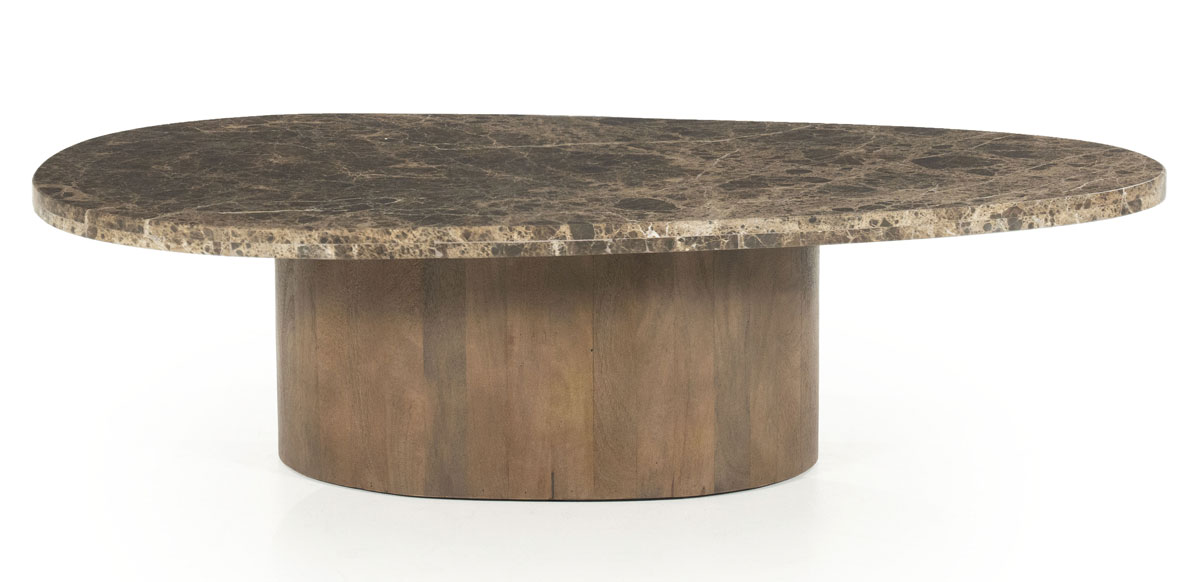 Couchtisch Bradley oval 120 x 75 cm Mango Holz Marmor