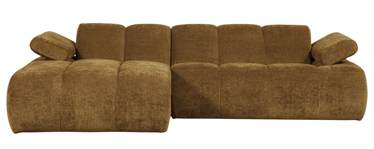woood Chaiselongue Sofa MOJO links gerippter Stoff honiggelb