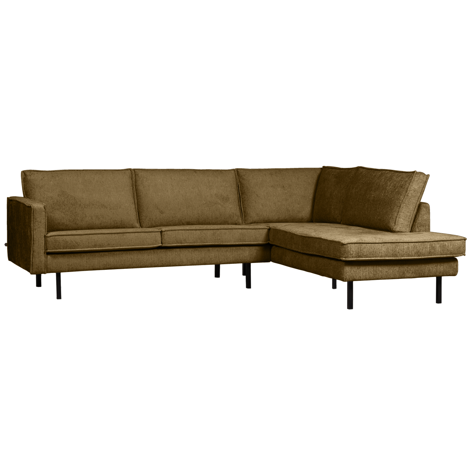 Eckgarnitur Rodeo Struktur Samt messingfarben Couch Sofa Ecksofa Longchair rechts