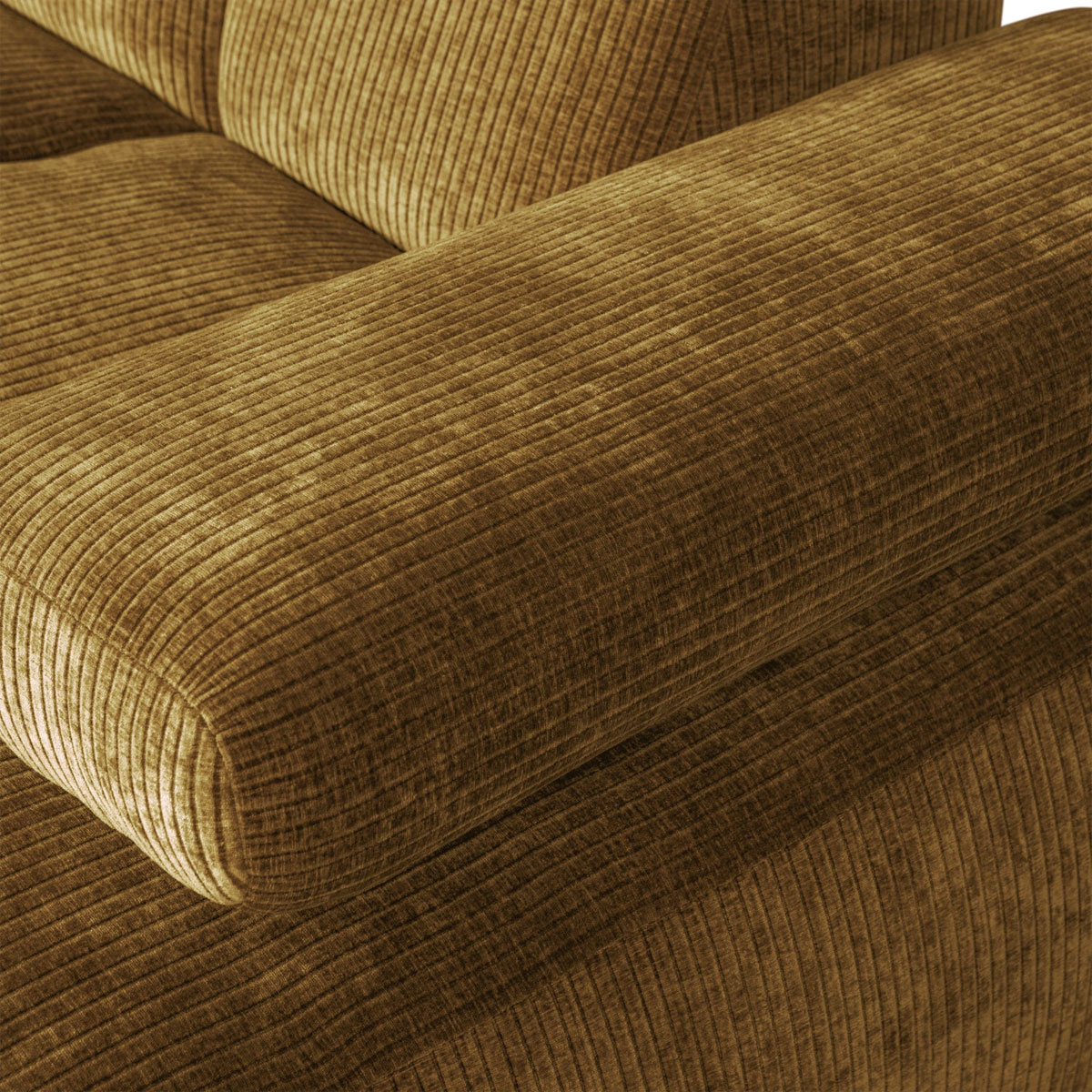 woood Chaiselongue Sofa MOJO rechts gerippter Stoff honiggelb