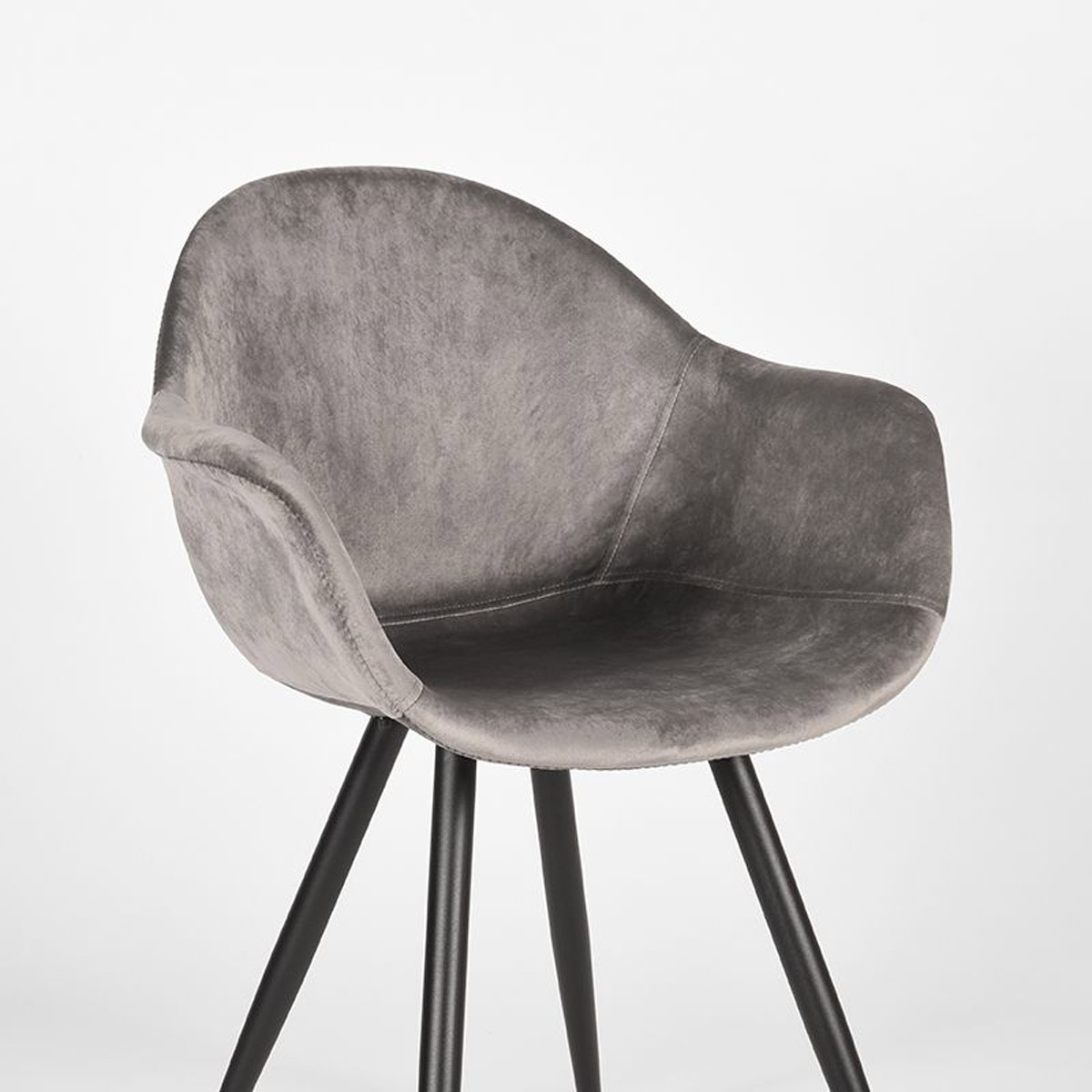 Esstischstuhl Morli Samt Velvet grau Schalenstuhl Stuhl