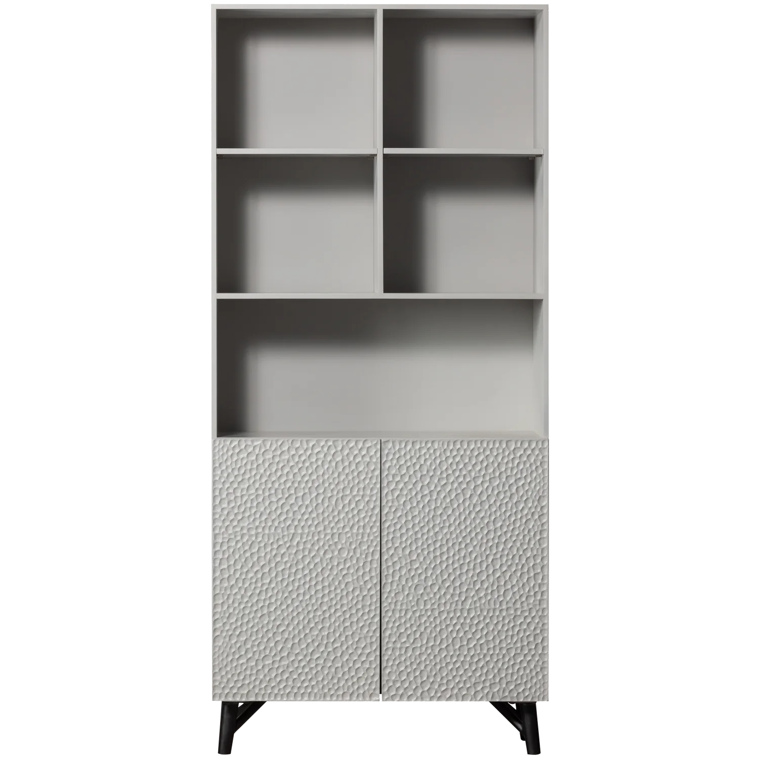Bücherschrank Schrank CARVED ORGANIC 2-türig Mangoholz mistgrau
