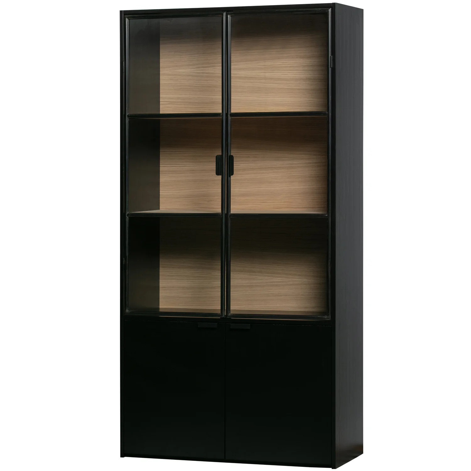 Vitrinenschrank SIVAN H 200 cm Schrank Holzschrank Kiefernholz schwarz