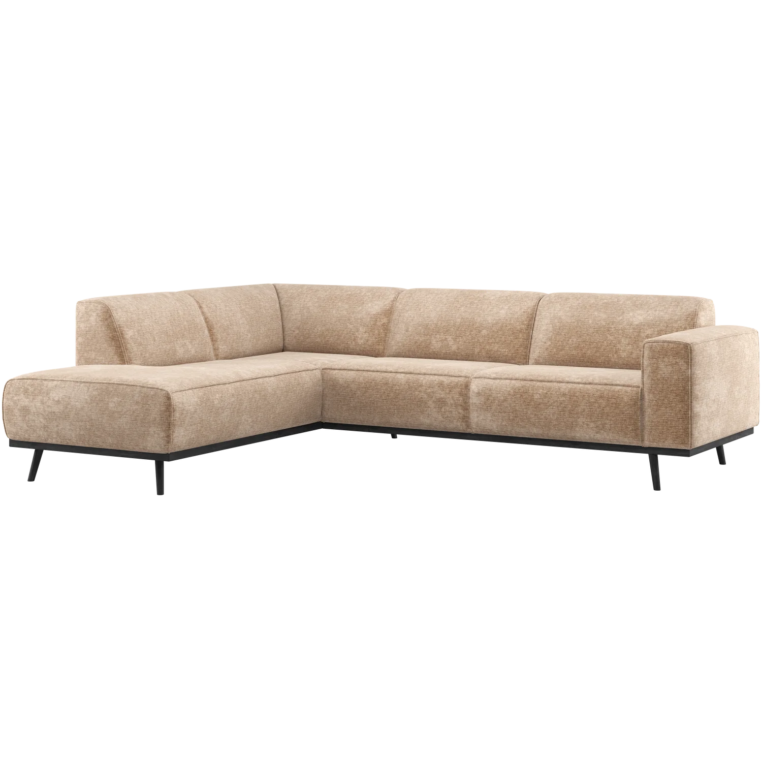 Eckgsofa STATEMENT Samt-Chenille Pfirsich rosa Longchair links