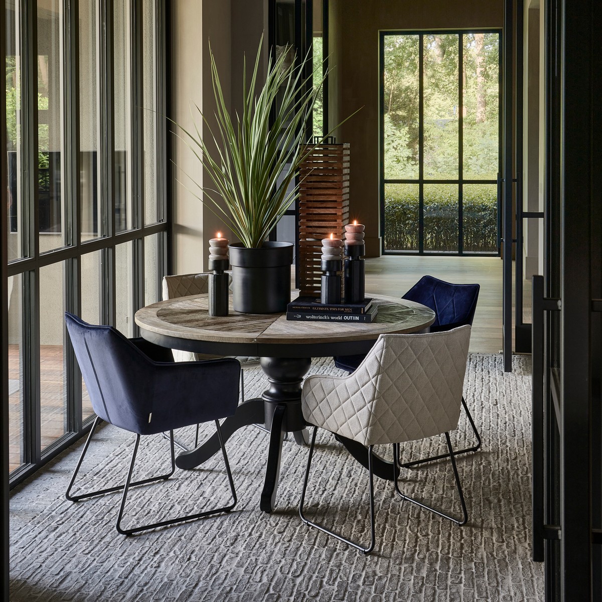 Rivièra Maison Esstisch Le Marais Braun/Schwarz rund ausziehbar 140/190 cm 