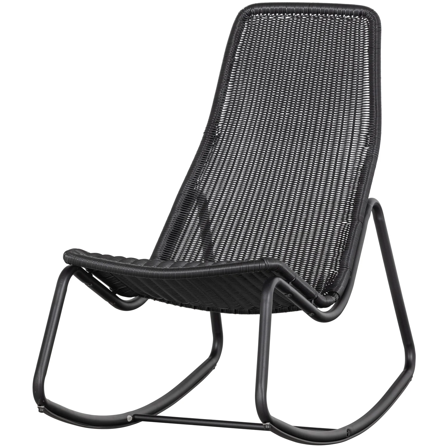 Outdoor Schaukelstuhl Gartenstuhl TOM Metall Kunstrattan schwarz