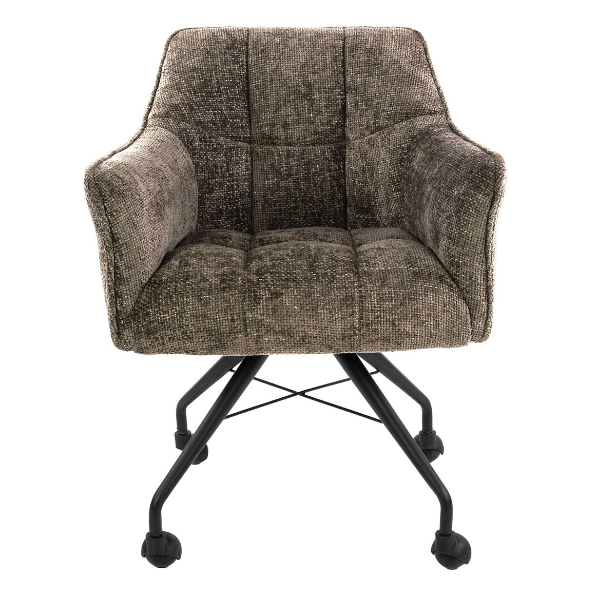 2er Set Armlehnstuhl Fino auf Rollen Chenille Stoff taupe