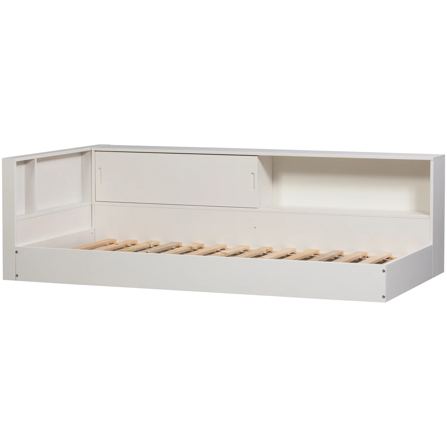 Einzelbett Eckbett links CARTER weiß 200 x 90 cm Kiefer Massivholz Bett
