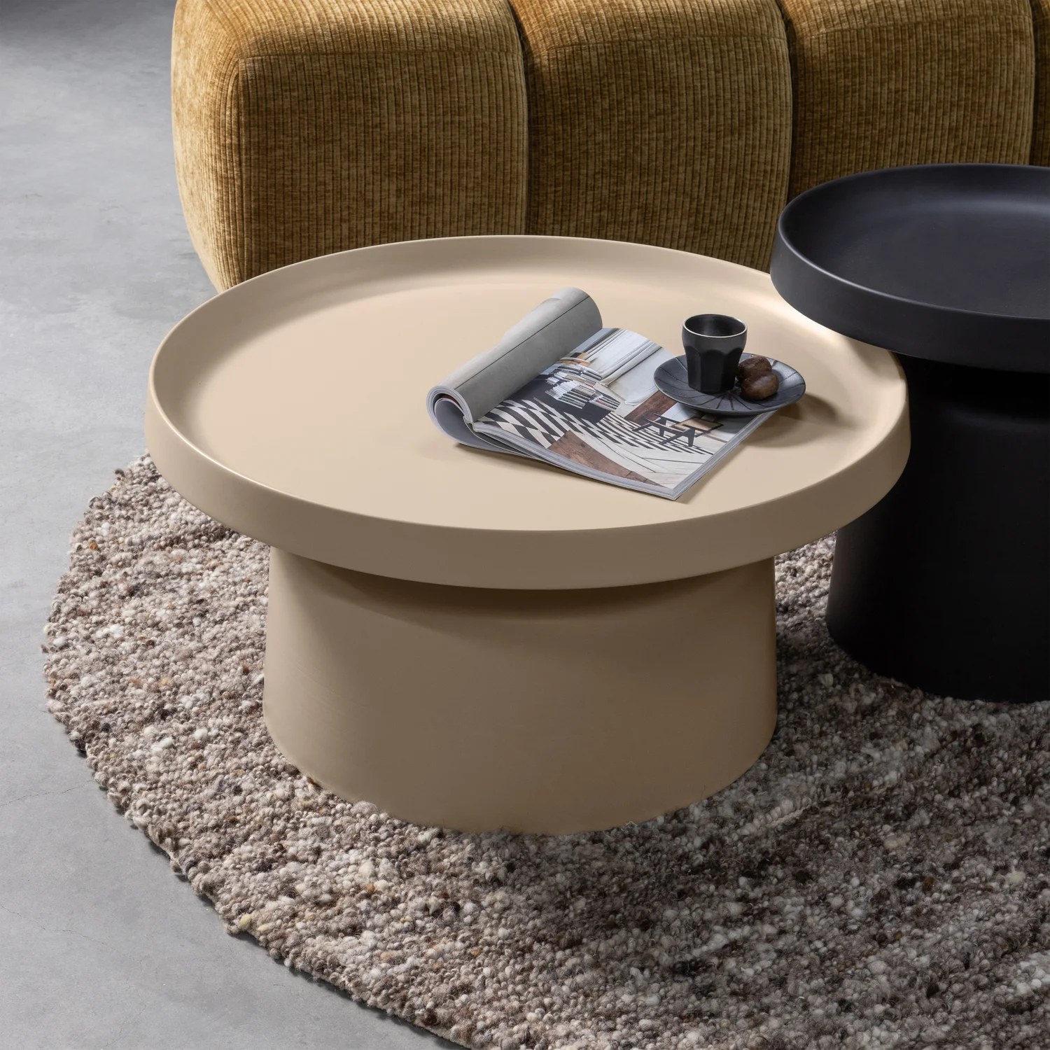 Teppich EFIA Ø 200 cm Wolle braun-melange Carpet