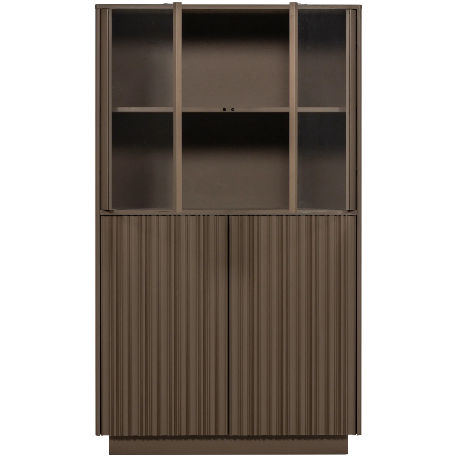 Vitrinenschrank NOVA H 172 cm mit 4 Türen Kiefer Massivholz trüffelbraun
