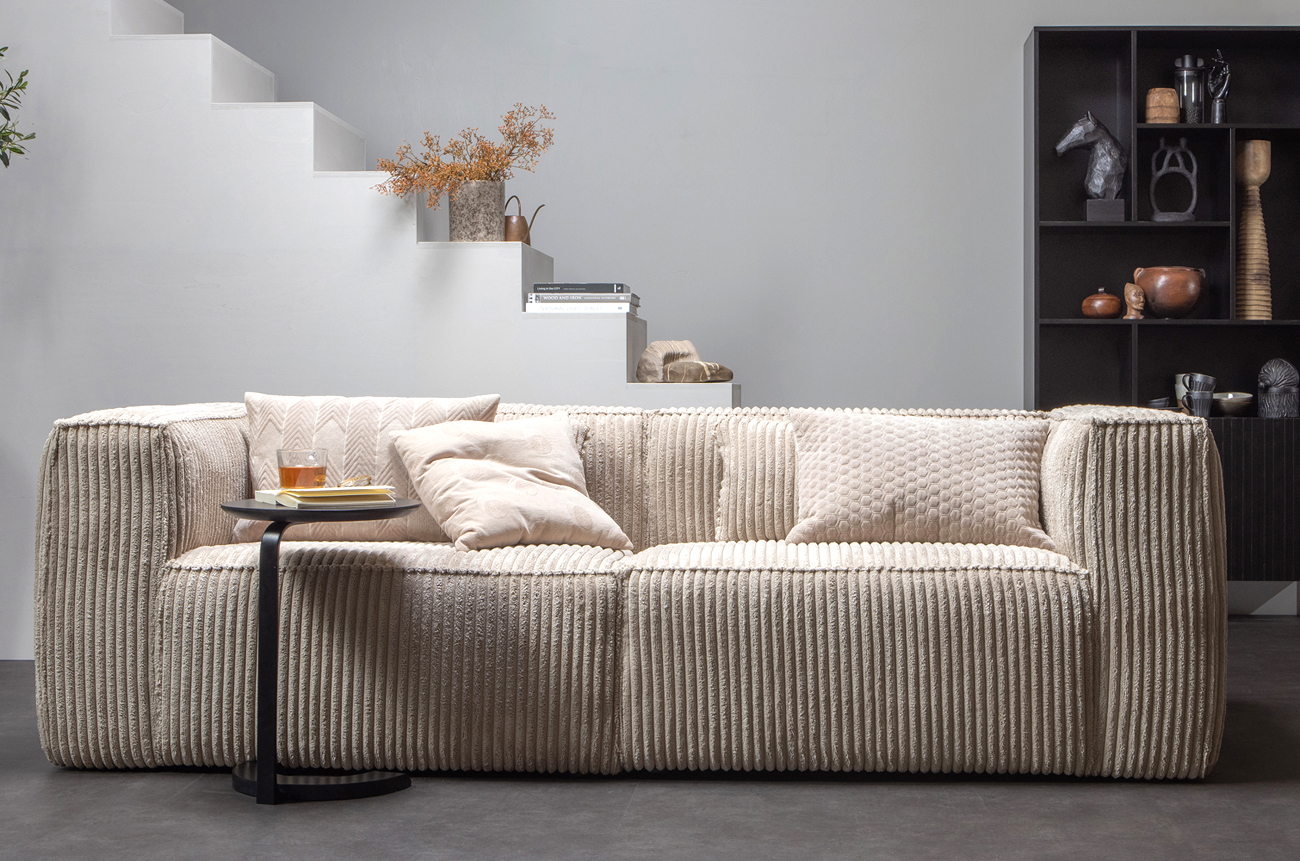woood 3,5 Sitzer Sofa Bean Cord Kord Ribcord natur