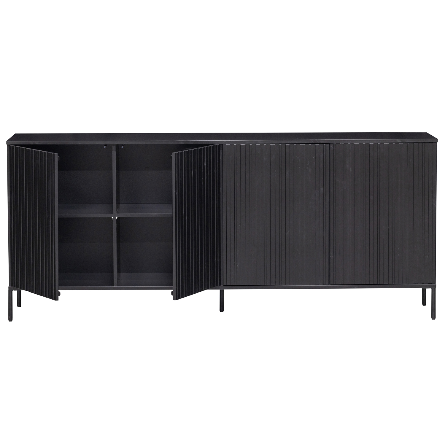 Sideboard New Gravure 200 cm Kiefernholz schwarz