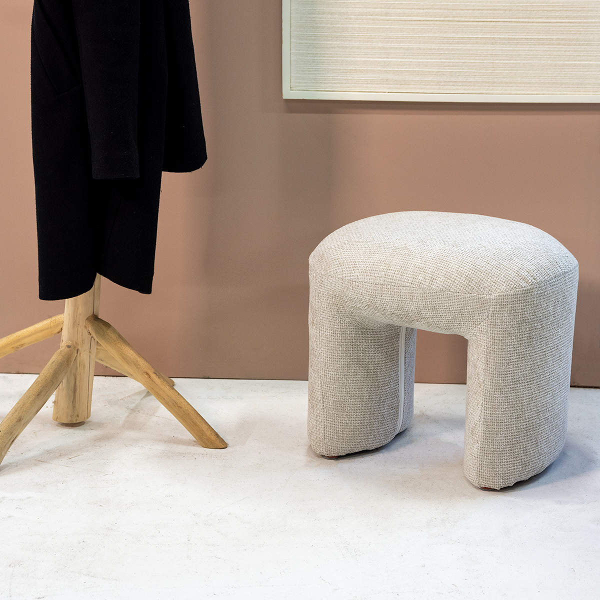 Hocker SAVEN Sitzhocker Stoff beige