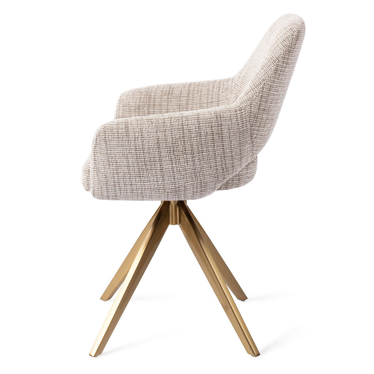 Esszimmerstuhl YANAI drehbar – Caramel mit goldenem Gestell