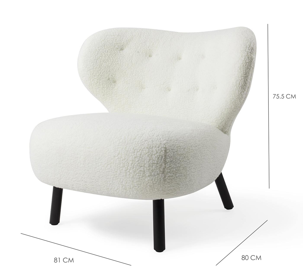 Retro Lounge Sessel Kita cream Teddy Stoff