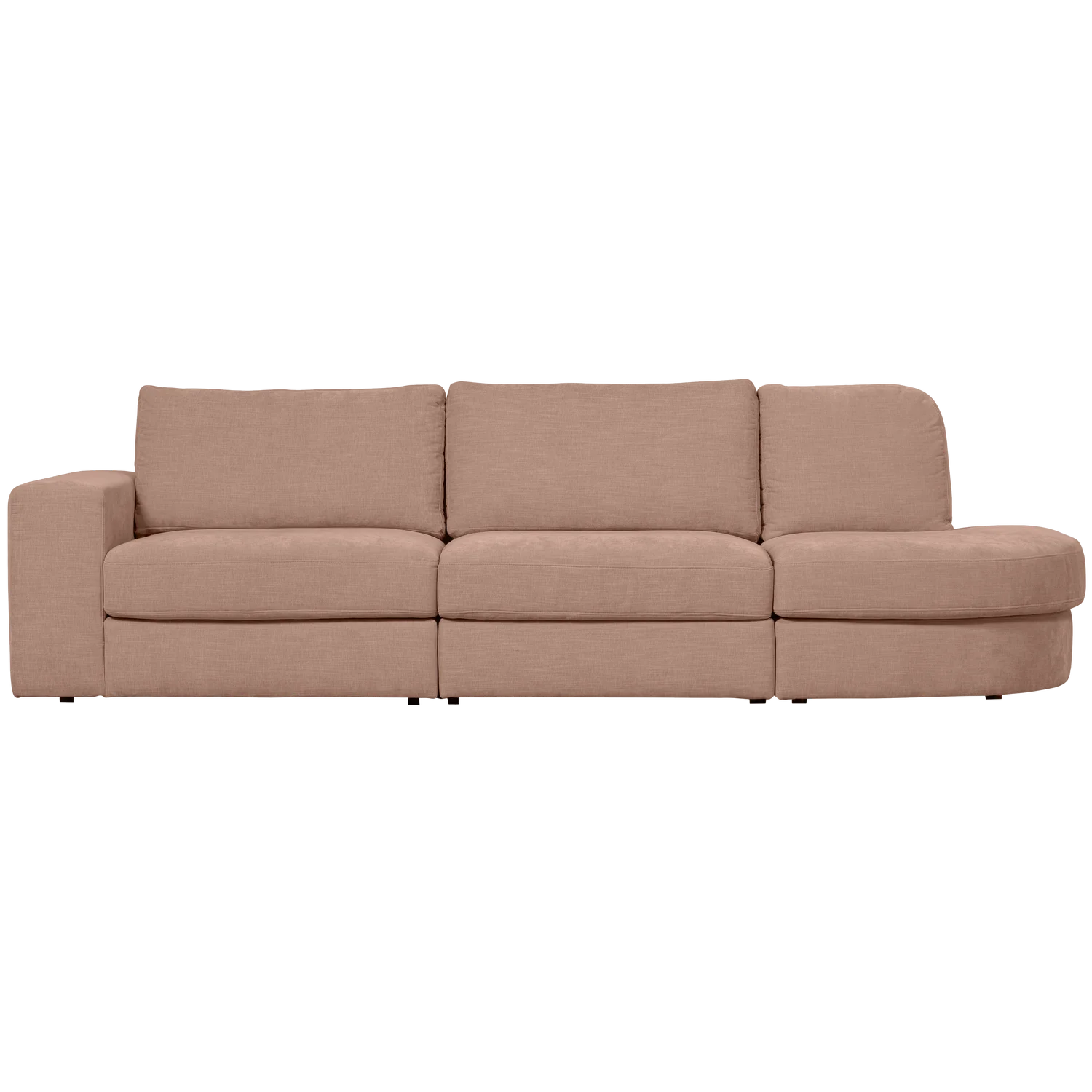 2,5 Sitzer Sofa FAMILY Webstoff rosa mit Rundung rechts