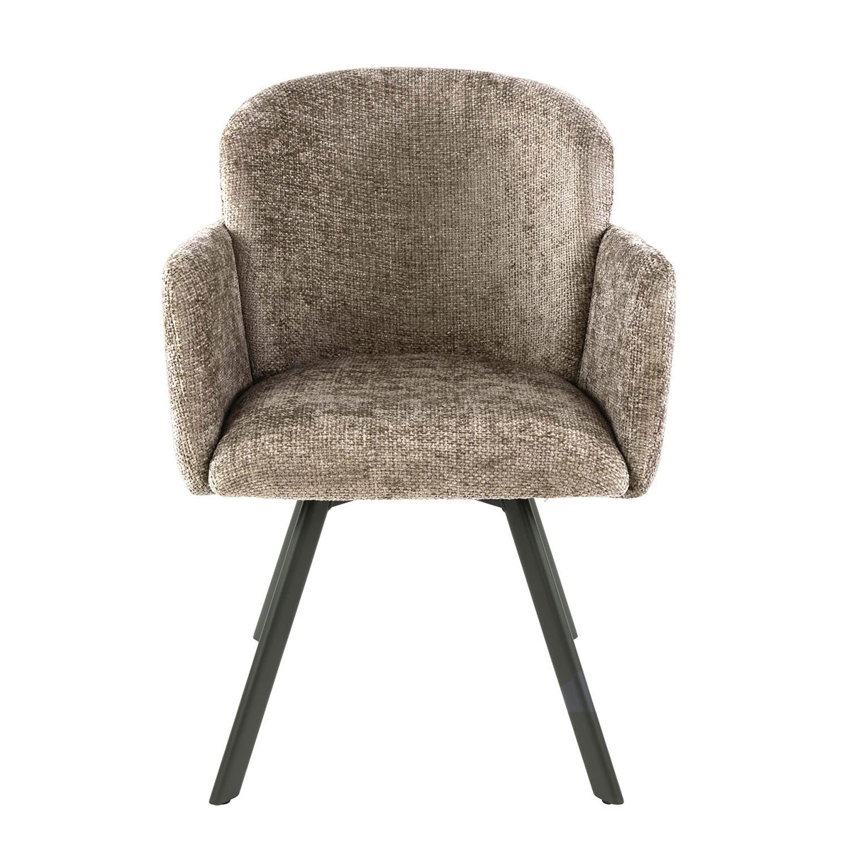 2er Set Armlehnstuhl GRACIA drehbar Chenille Stoff champagner