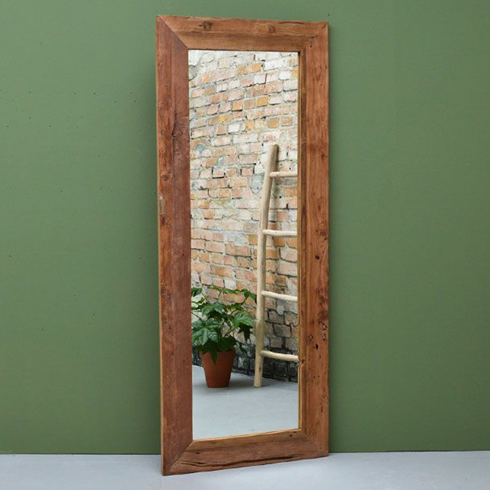 Wandspiegel EROSIE 200 x 80 cm Spiegel Teakholz