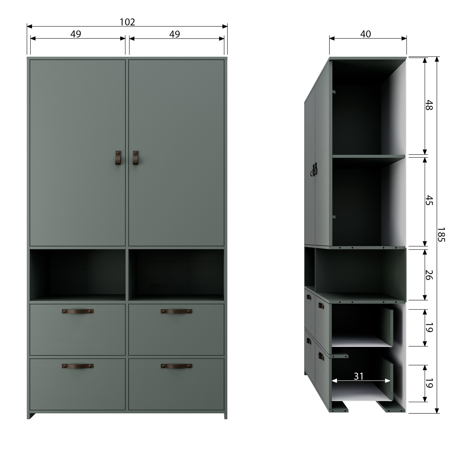 vtwonen Kleiderschrank Stage Kiefer grün Schrank