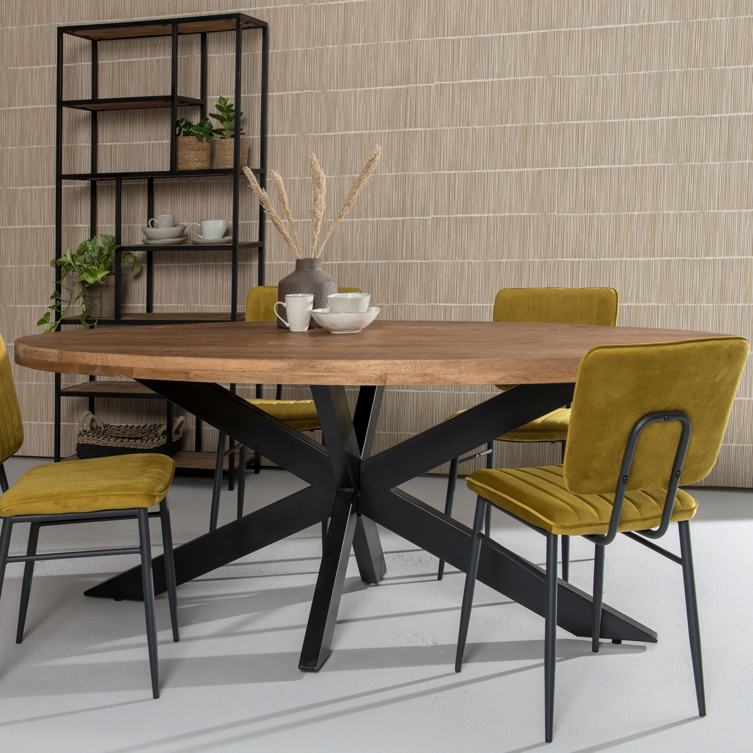 Esstisch oval 180 x 90 cm Mango Holz