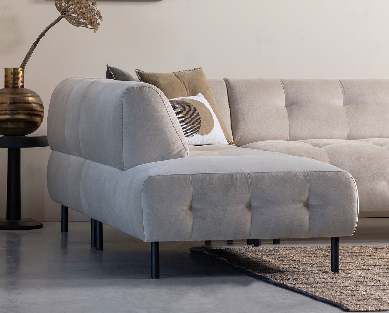 woood Lloyd Ecksofa links washed Velvet Samt Sand