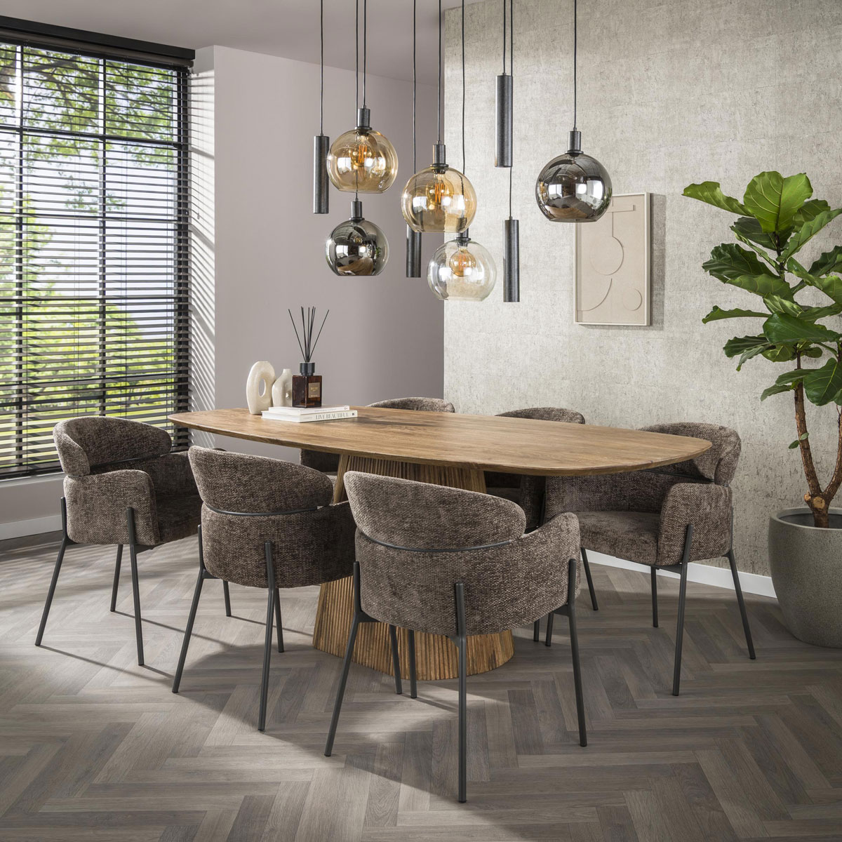 2er Set Armlehnstuhl Boston Chenille Stoff taupe