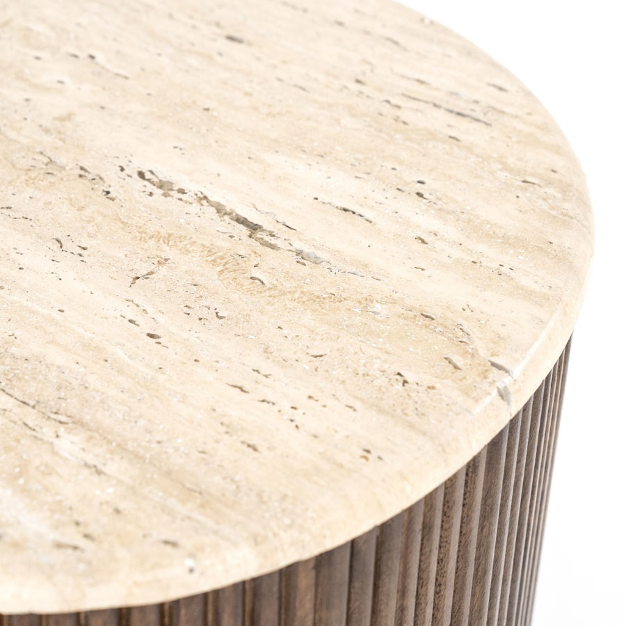 Couchtisch BARI 70 cm Mangoholz Naturstein organisch