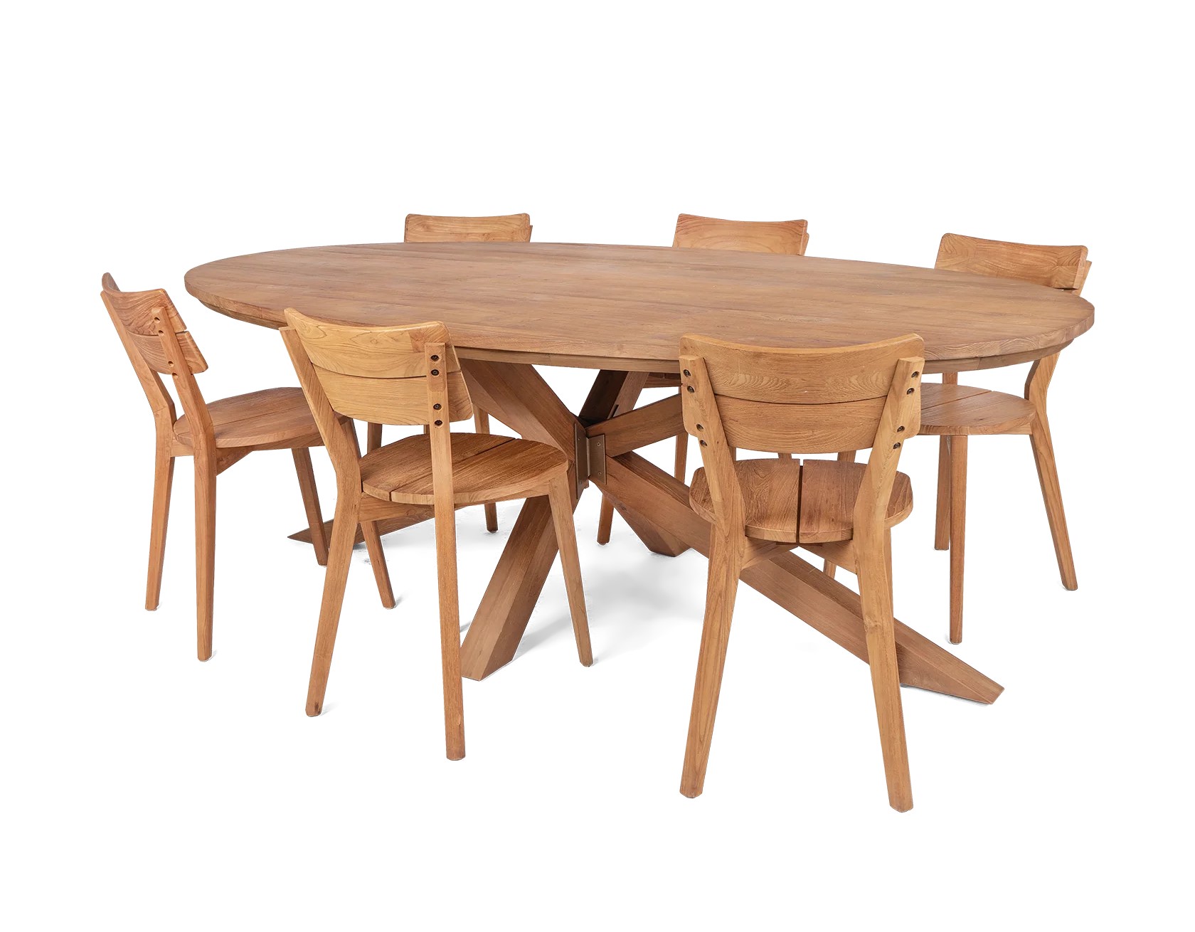 Esstisch Xono oval Teakholz natur 280 x 115 cm