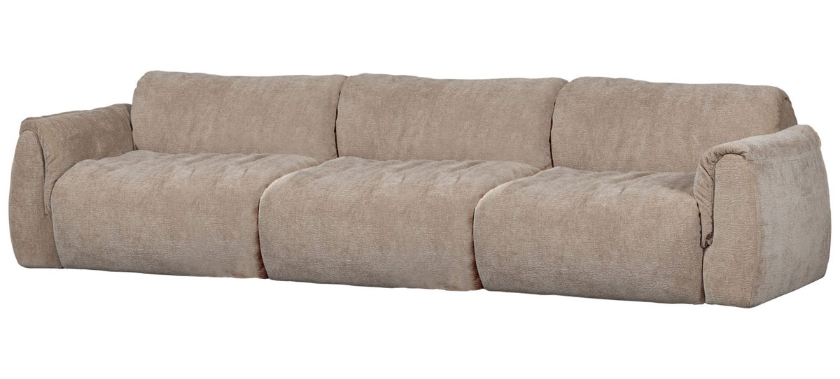 woood 3 Sitzer Sofa BAGGY 3D Chenille sandfarben