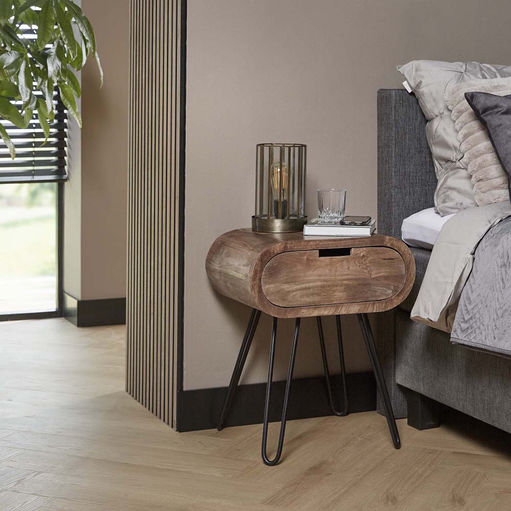Nachttisch BALOU H 60 cm 1 Schublade Mango Holz