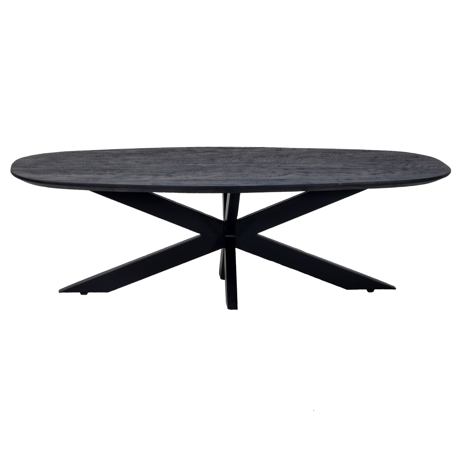 Couchtisch JORDAN oval 130 x 70 cm Mangoholz schwarz