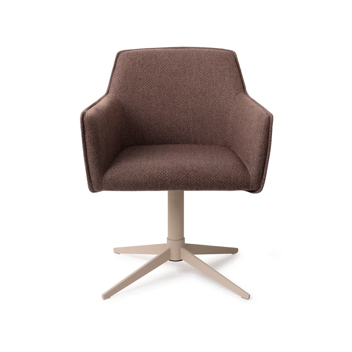 Esszimmerstuhl Hofu – Potters Clay braun mit Gestell in Metall beige