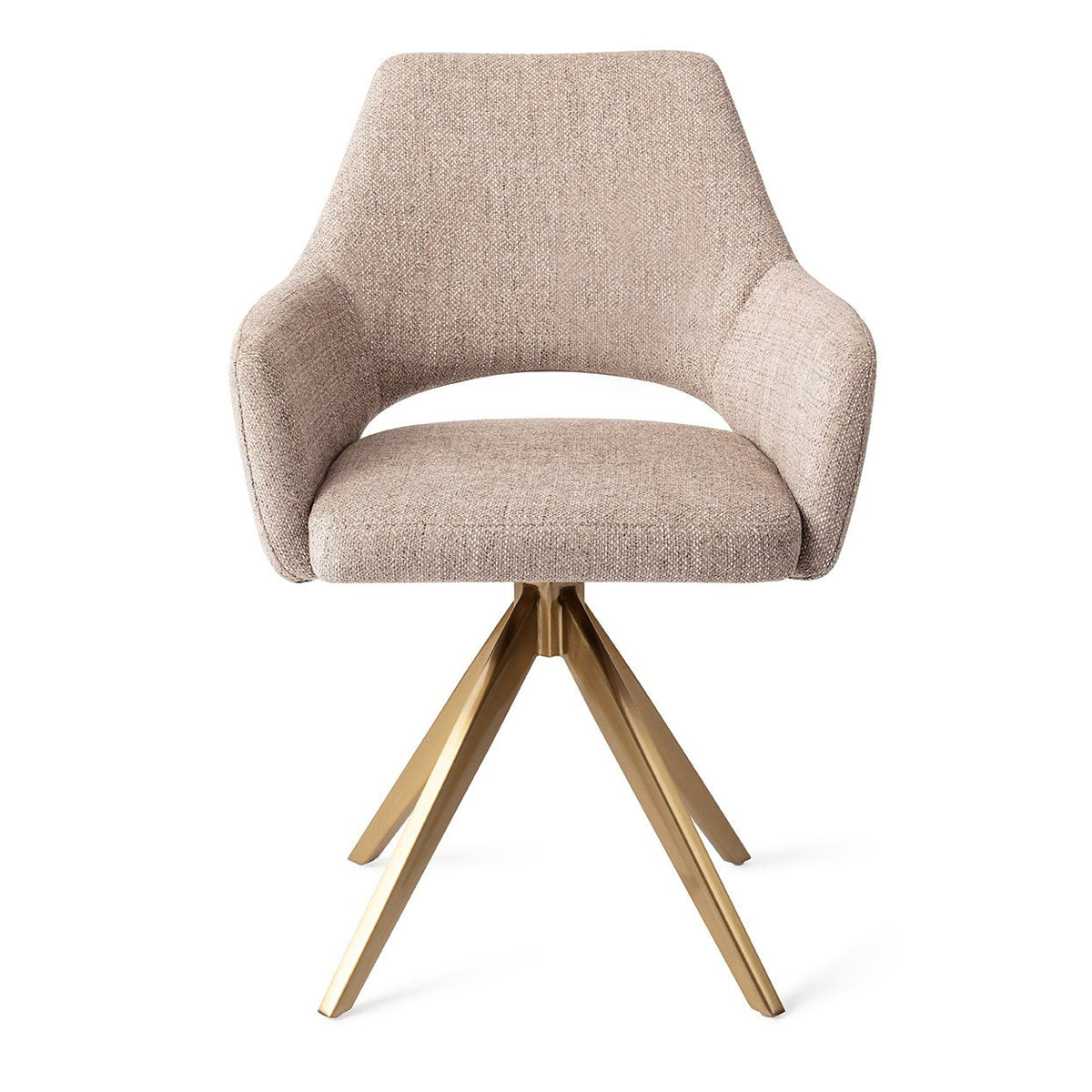 Esszimmerstuhl YANAI drehbar – Beige mit goldenem Gestell