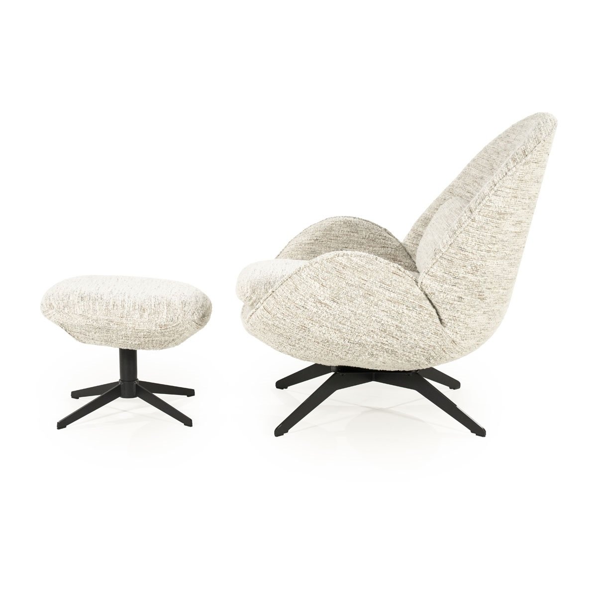 Sessel Ryan Stoff beige mit Hocker Relaxsessel Fernsehsessel